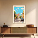 Pärnu Estonia Travel Poster Framed Canvas Print, Midcentury Modern Art, Pop Art Wall Decor, Scenic Wall Art, Bedroom Decoration