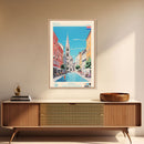 Pula Croatia Travel Poster Framed Canvas Print, Midcentury Modern Art, Pop Art Wall Decor, Scenic Wall Art, Living Room Decoration, Office Gift