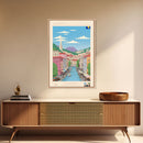 Sarajevo Bosnia and Herzegovina Travel Poster Framed Canvas Print, Midcentury Modern Art, Pop Art Wall Decor, Home Decor, Office Decoration