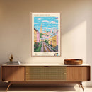 Veliky Novgorod Russia Travel Poster Framed Canvas Print, Midcentury Modern Art, Pop Art Wall Decor, Living Room Art, Scenic Wall Art