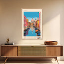 Venice Italy Travel Poster Framed Canvas Print, Midcentury Modern Art, Pop Art Wall Decor, Living Room Art, Vacation Gift