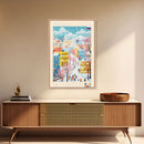 Voronezh Russia Travel Poster Framed Canvas Print, Midcentury Modern Art, Pop Art Wall Decor, Living Room Art, Scenic Wall Art