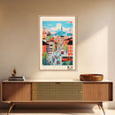 Zugdidi Georgia Travel Poster Framed Canvas Print, Midcentury Modern Art, Pop Art Wall Decor, Living Room Art, Vacation Gift