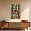 Spooky Skeleton Ballerina, Framed Canvas Print, Halloween Wall Art