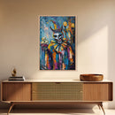Halloween Grinning Clown with Skulls Framed Canvas Print, Scary Wall Art, Home Decor, Haunted Decor, Gift Idea, Creepy Circus