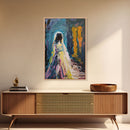 Halloween Haunted Veiled Ghost, Framed Canvas Print, Wall Art, Living Room Decor, Spooky, Ghost Art, Original Painting, Home Decor