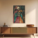Day of the Dead Skeleton Playing Violin - Colorful Skeleton Art - Dia de los Muertos Inspired Print - Halloween Skeleton Decor
