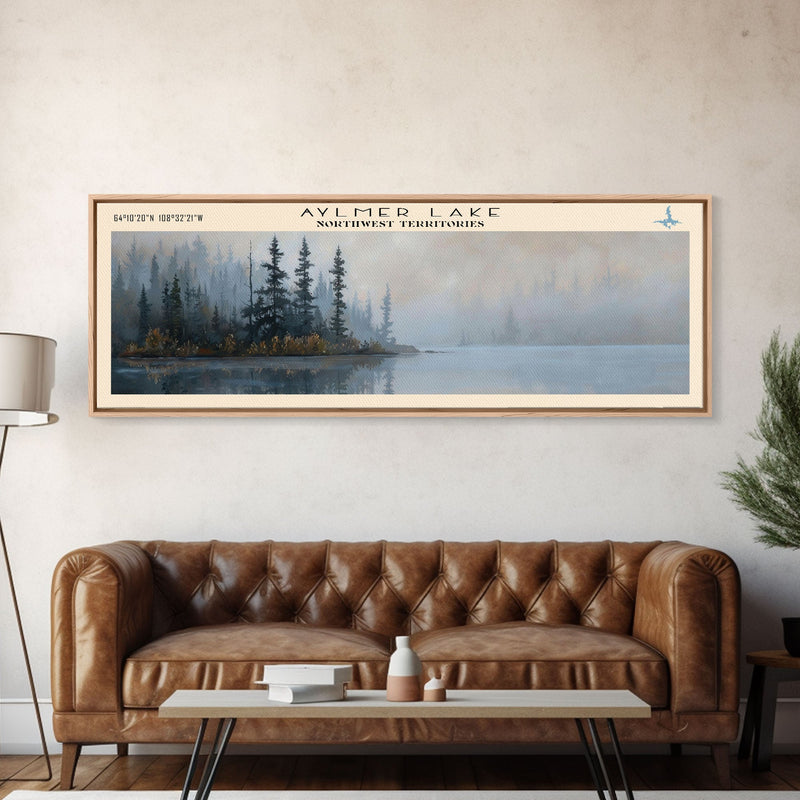 Aylmer Lake Panoramic Framed Canvas Print, Lake House Decor, Rustic Art, Travel Poster, Scenic View, Home Decoration