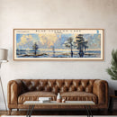 Blue Cypress Lake Florida Framed Canvas Print, Lake House Art, Panoramic Scenic View, Travel Poster, Modern Decor, Lake Painting