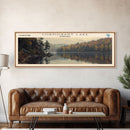 Cormorant Lake Framed Canvas Print, Lake House Decor, Panoramic Wide Art, Travel Poster, Rustic Lake Painting, Home Decor
