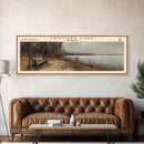 Crooked Lake Michigan Framed Canvas Print, Lake House Art, Panoramic Wall Art, Travel Poster, Minimalist Lake Painting, Home Decor