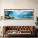 Diablo Lake Washington Framed Canvas Print, Lake House Art, Panoramic Wall Art, Travel Poster, Minimalist Lake Painting, Home Decor