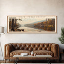 Lake Kittamaqundi Maryland Framed Canvas Print, Lake House Decor, Panoramic Wall Art, Travel Poster, Stunning Lake Painting, Home Art