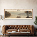 McDaniel Lake Missouri Framed Canvas Print, Lake House Decor, Panoramic Wall Art, Travel Poster, Scenic Landscape Painting, Contemporary Art