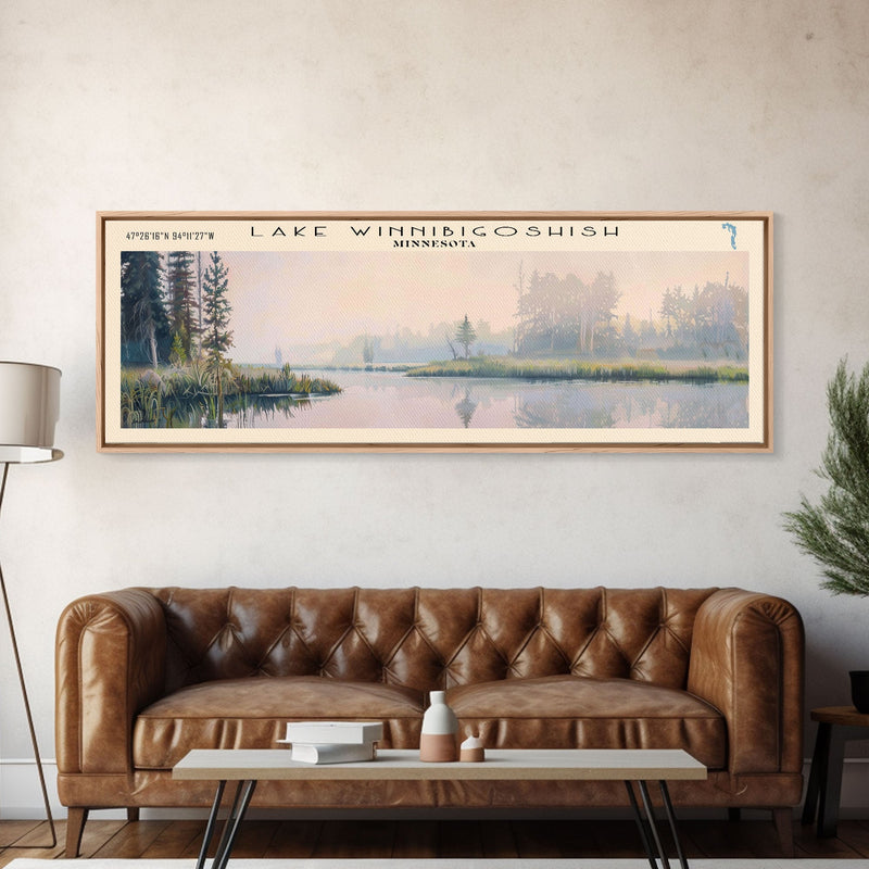 Winnipegosis Panoramic Wall Art, Framed Canvas Print, Lake House Decor, Travel Poster, Serene Landscape, Home Decor