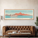 Canyon Ferry Lake Montana Framed Canvas Print, Pop Art Panoramic Travel Poster, Bedroom Decor, Midcentury Modern, Wall Art, Scenic Lake House, Nature Art