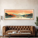 Cave Run Lake Kentucky Framed Canvas Print, Midcentury Modern Panoramic Wall Art, Living Room Decor, Pop Art, Travel Poster Art, Nature Art, Lake House Decor