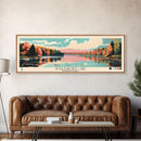 Gouldsboro Lake Pennsylvania Framed Canvas Print, Panoramic Wall Art, Midcentury Modern, Pop Art, Living Room Wall Art, Travel Poster, Nature Painting, Home Decor