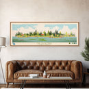 Lac La Plonge Saskatchewan Framed Canvas Print, Panoramic Wall Art, Midcentury Modern, Pop Art, Bedroom Art, Travel Poster, Living Room Decor