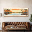 Lake Mattamuskeet North Carolina Framed Canvas Print, Panoramic Wall Art, Midcentury Modern, Pop Art, Bedroom Art, Travel Poster, Lake House Decor