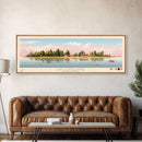 Lake Ontelaunee Pennsylvania Framed Canvas Print, Panoramic Wall Art, Midcentury Modern, Pop Art, Living Room Decor, Travel Poster, Lake House Art