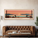 Lake Thunderbird Oklahoma Framed Canvas Print, Panoramic Wall Art, Midcentury Modern, Pop Art, Living Room Decor, Travel Poster, Lake House Art