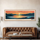 Merritt Reservoir, Nebraska Panoramic Wall Art Framed Canvas Print, Midcentury Modern, Pop Art, Home Decor, Travel Poster, Bedroom Art