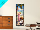 Tropical Kitchen Wall Art Print Framed on Canvas, Colorful Bar Wall Art Print, Tall and Narrow Framed Coastal Wall Art for Kitchen and Bar