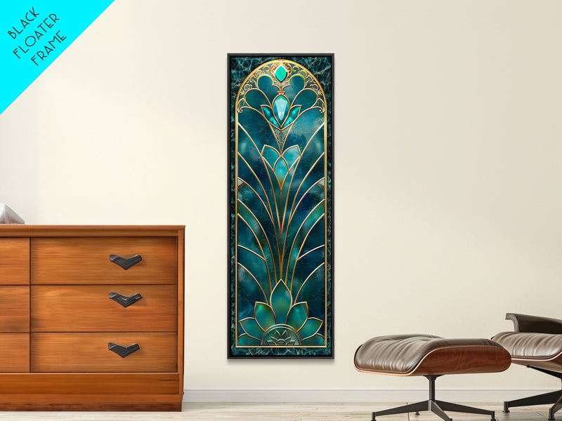 Art Deco Stained Glass Print, Framed Canvas, Wood Frame Wall Art, Retro Style Decor, Roaring 20s Inspired Wall Art