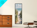 Tranquil Beach Path Art - Framed Canvas Print, Skinny Tall Art, Coastal Landscape Wall Art, Living Room Decor, Bedroom Art, Beach Pathway Painting