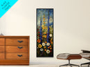 Lush Wildflowers in a Vibrant Meadow, Skinny and Tall Art, Colorful Floral Landscape, Framed Canvas Print, Nature Lovers