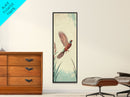 Japanese Skinny Art of Pheasant in Flight with Graceful Wings and Earthy Tones – Framed Canvas Print
