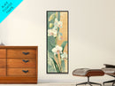 Skinny Art Tall Art Framed Canvas Print Orchids In Delicate Tones With Subtle Background Elements Ukiyo-e Japanese Style Art Wood Block Print