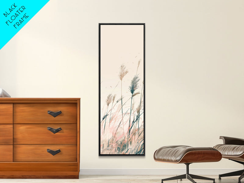 Autumn Forest Scene Pine Trees Giant Sun Skinny Art Tall Art Framed Canvas Print Japanese Style Art Ukiyo-e Art Wood Block Print Scenic