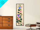 Morning Glories On Wooden Background Ukiyo-e Wall Art Framed Canvas Print Japanese Style Skinny Art Wood Block Print Tall Art