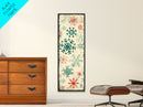 Snowflakes in Varied Sizes and Shapes Scattered on a Beige Canvas with a Distressed Texture Ukiyo-e Art Japanese Framed Canvas Print Skinny Tall Art