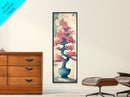 Maple Bonsai Tree In Pot With Soft Pastel Background Tall Art Ukiyo-e Art Framed Canvas Print