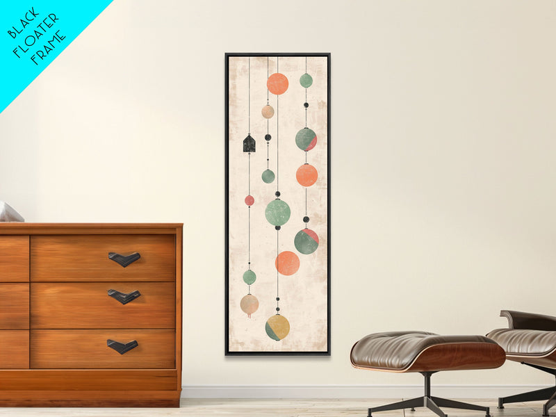 Abstract Hanging Lanterns On A Rustic Background â€“ Framed Canvas Print With Skinny Art And Tall Art In Ukiyo-E Art And Japanese Style Art