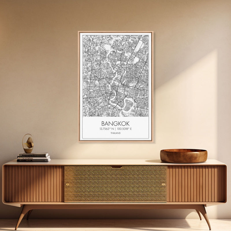 Bangkok Street Map, Thailand Map, City Wall Art, Asia Travel Art, Reception DÃ©cor, Modern Art, Wall Art, Canvas Print, Canvas Wall Art