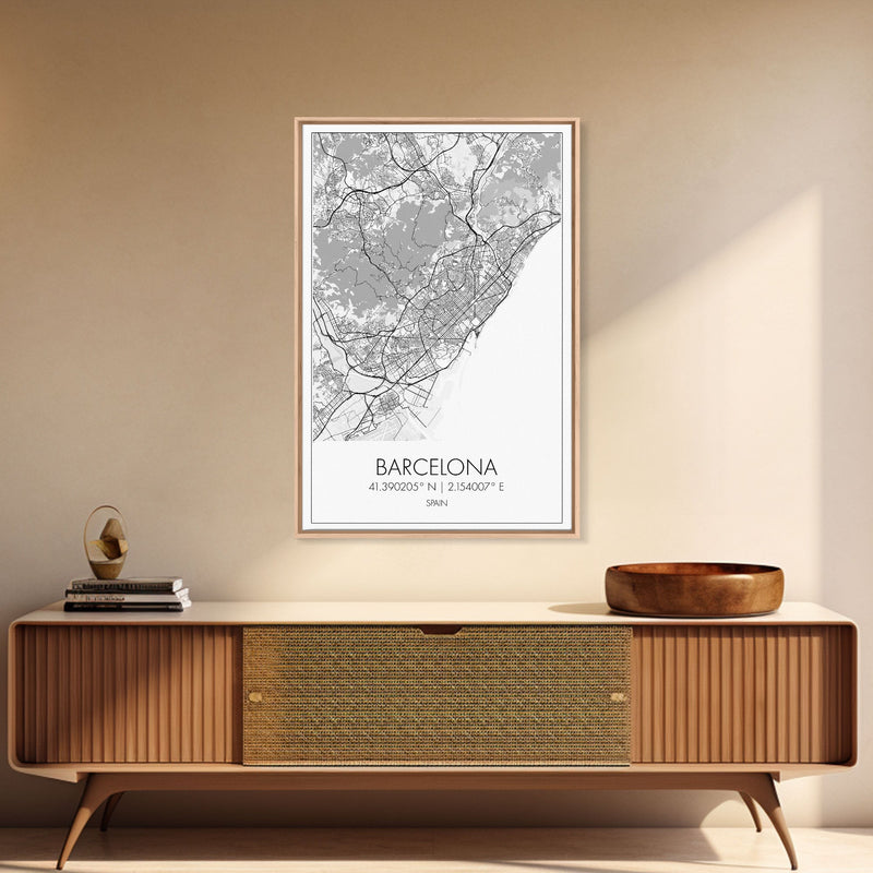 Barcelona Street Map, Spain Map, City Wall Art, Europe Travel Art, Anniversary Gift, Modern Art, Wall Art, Canvas Print, Canvas Wall Art