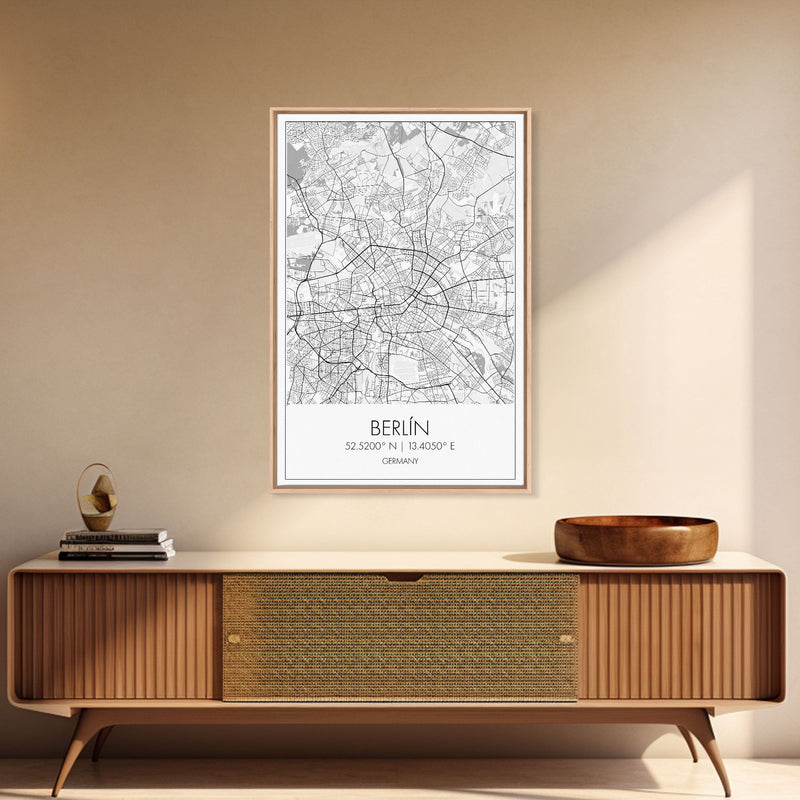 Berlin Street Map, Germany Map, Europe City Map Art, Modern Art, Wall Art, Canvas Print, Canvas Wall Art, Travel Lover Gift, Guest Room Art