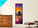 Sunset Wagon Landscape Framed Canvas Print, Rustic Wall Art, Moody Art, Southwest Wall Art, Above Couch Art, Tall Narrow Art