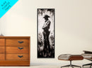 Black and White Cowboy Art Framed Canvas Print, Rustic Wall Art, Moody Art, Southwest Wall Art, Vintage Horse Art, Tall Narrow Art