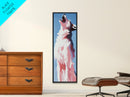 Majestic White Wolf Canvas Print moody art, minimalist art, vertical wall art, wabi sabi art, extra wide art, panoramic art, rustic wall art, wildlife painting, bedroom art, therapy art