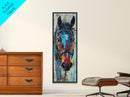 Abstract Horse Portrait Framed Canvas Print Moody Art Rustic Wall Art Southwest Wall Art Extra Tall Narrow Art