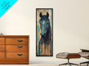 Rustic Blue Horse Painting Canvas Print Farmhouse Wall Art Vintage Horse Art Moody Art Living Room Art Southwest Wall Art