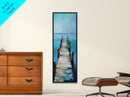 Coastal Dock Painting Framed Canvas Print coastal painting nautical wall art coastal decor seascape painting rustic wall art bedroom art