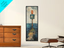 Nautical Marker Framed Canvas Print coastal decor maritime painting nautical wall art painting morro bay seascape painting rustic wall art