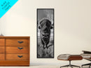 Majestic Bison Close-Up, Framed Canvas Print, rustic wall art, cowboy home décor, wildlife photography, farmhouse art, black and white photography