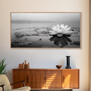 Lotus, Zen Wall Art, Minimalist Art, Coastal Landscape Art, Wabi Sabi Art, Panoramic Art, Moody Art, Framed Canvas Print